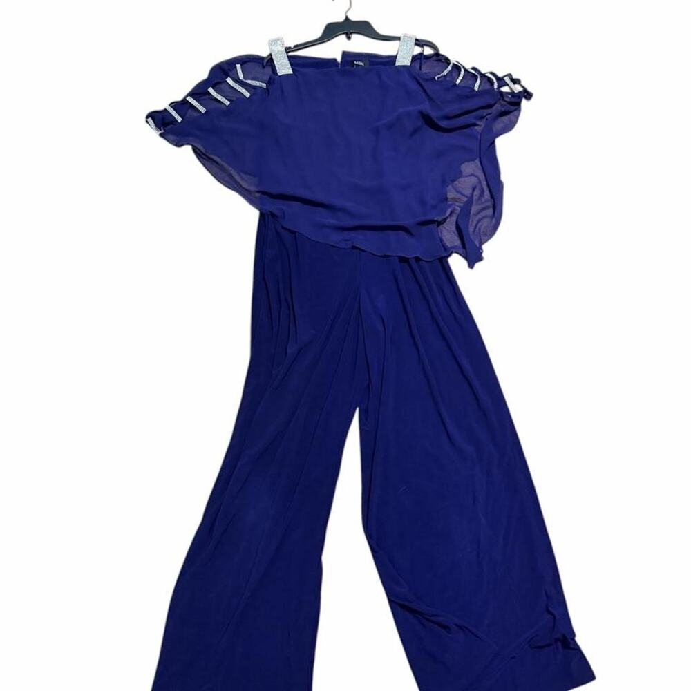 MSK dressy romper with rhinestone embellished see-through sleeves
